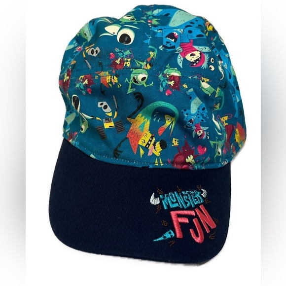 Disney Parks Monster Inc. 5 Panel Hat Cap Adult Unisex “Monster Fun” Teal, Blue - Picture 2 of 10
